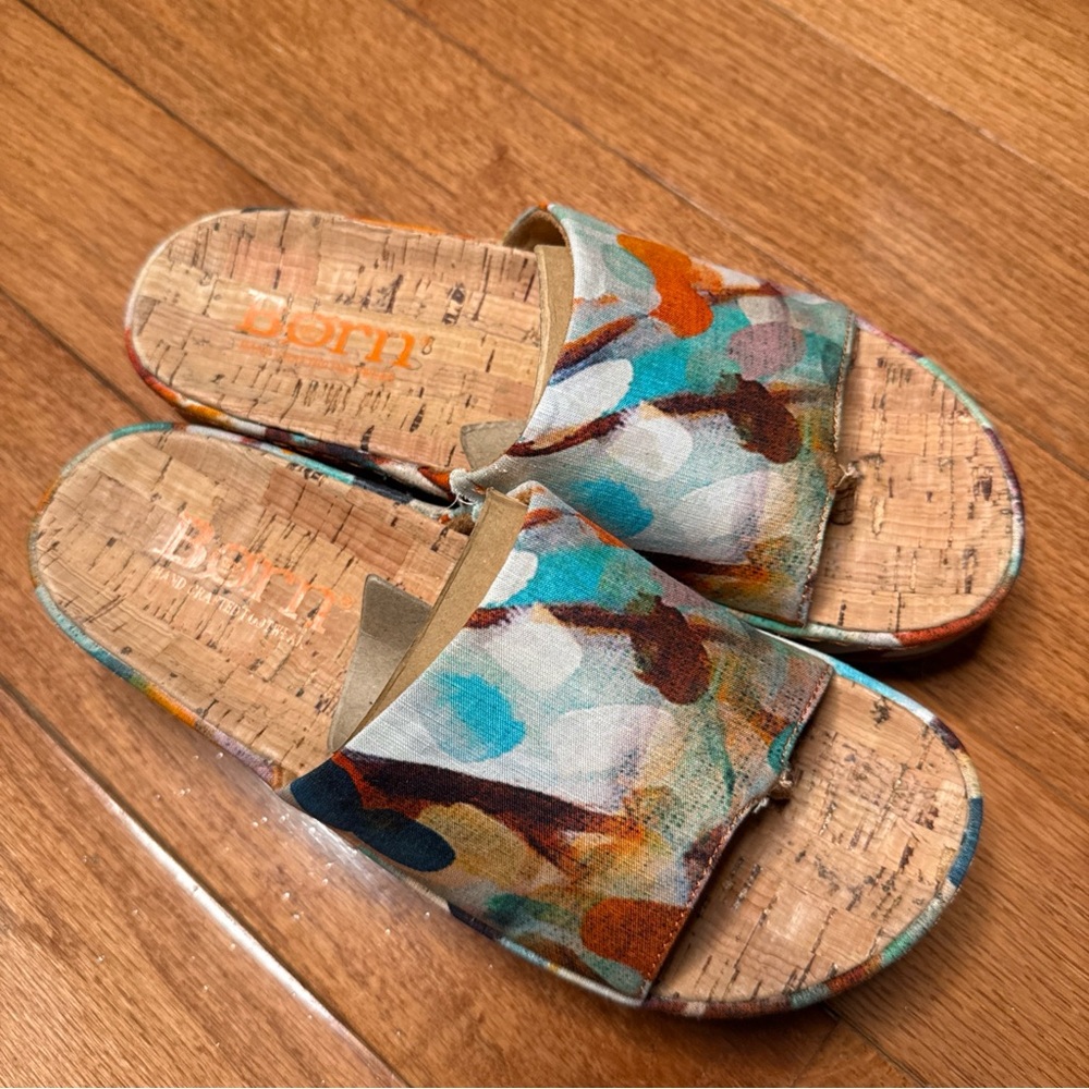 Born Colorful Cork Slide Sandals
